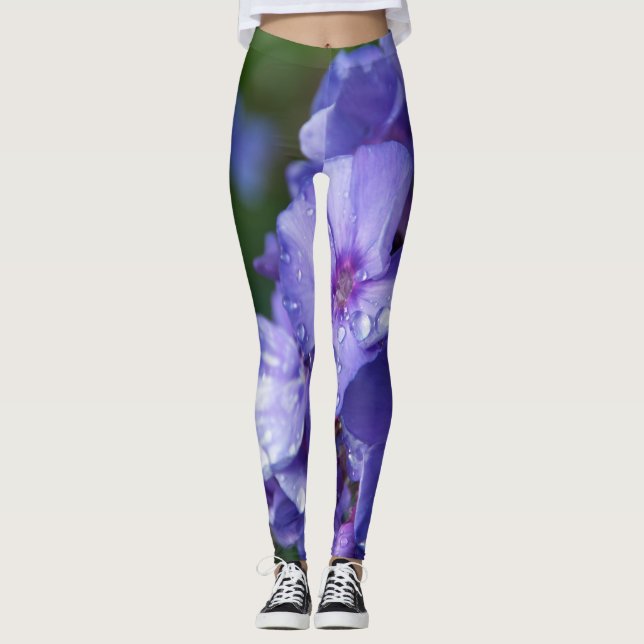 leggings purple flower with the morning dew (Front)