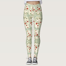 Leggings red flower and pine leaves Japanese style