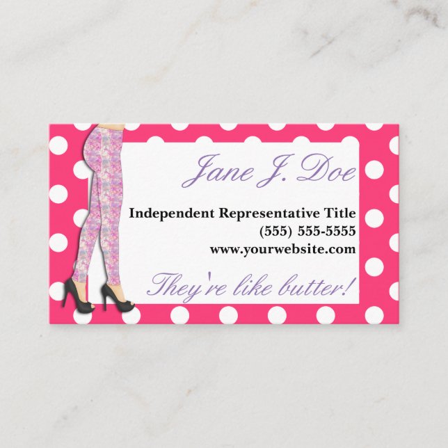 Leggings Sales, Pink and Purple Business Card (Front)
