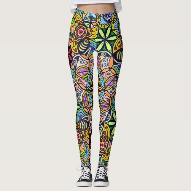 Leggings "Tiamat" (hand drawn, full) (Front)