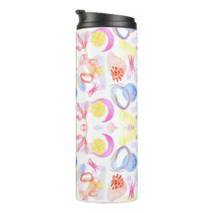 Leggings with a vibrant abstract pattern in pink thermal tumbler