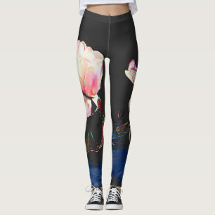 Leggings with Large Stained Glass Flower