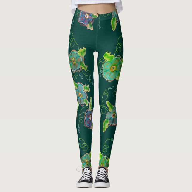 Leggings With Modern Flower Design (Front)