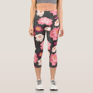 Leggings with pink and red flowers