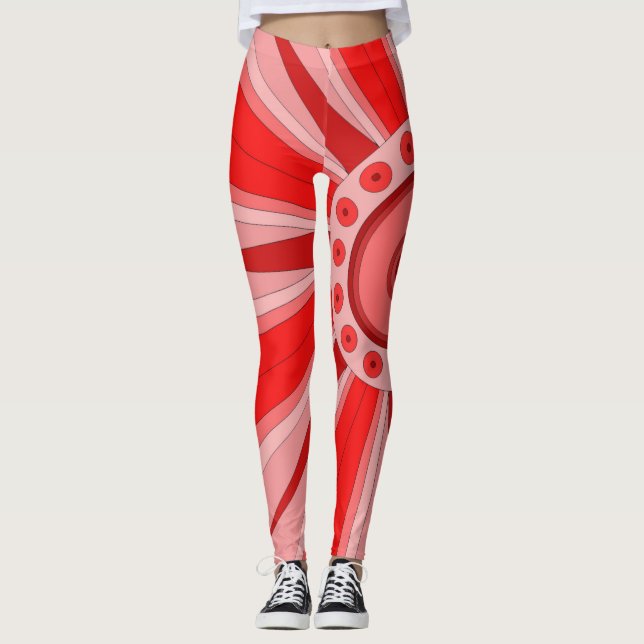Leggings with red warm art (Front)
