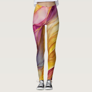 Leggings with vibrant waves of colour