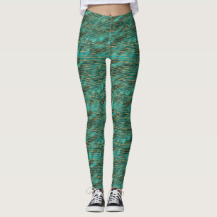 Leggings Women - Blue And Gold Pattern