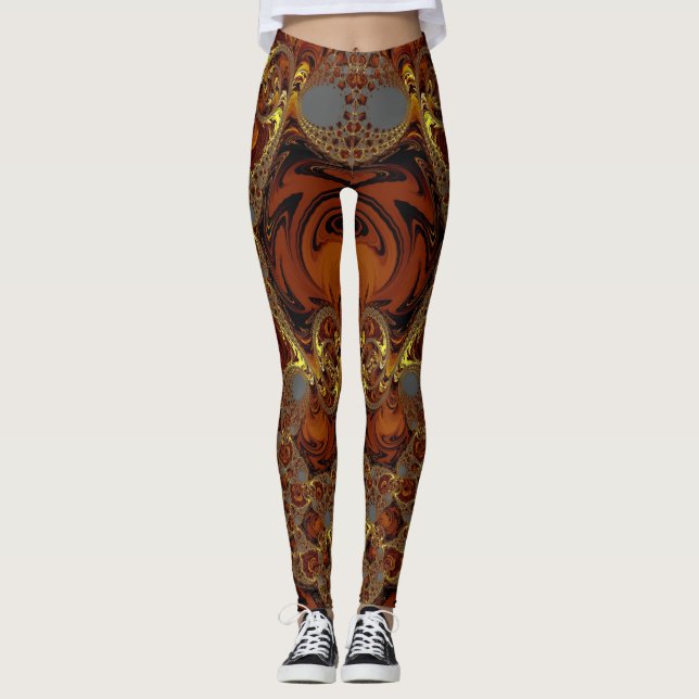 Leggings ~ Yellow, Brown and Grey (Front)
