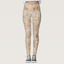 Leggins Beige Funky Artistic Alternative Pattern