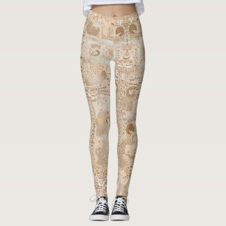 Leggins Beige Funky Artistic Alternative Pattern Leggings