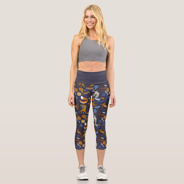 Leggins Capri yoga Animals Outer Space Leggings (Front)