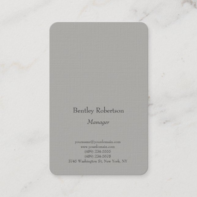 Legible trendy plain simple minimalist grey business card (Front)