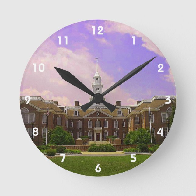 Legislative Hall Delaware State Capitol in Dover Round Clock (Front)