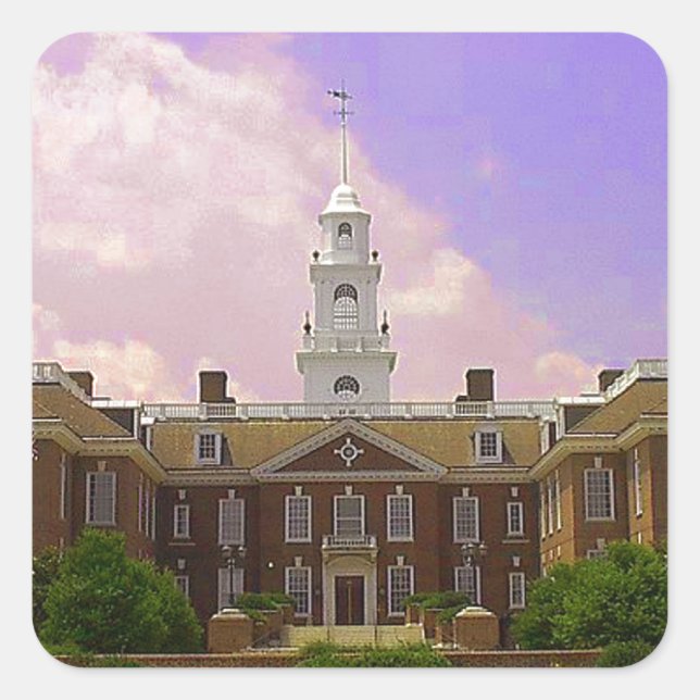 Legislative Hall Delaware State Capitol in Dover Square Sticker (Front)