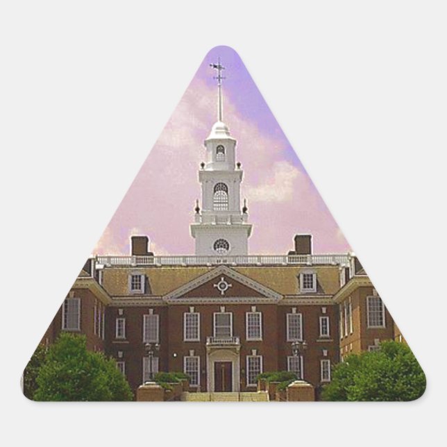 Legislative Hall Delaware State Capitol in Dover Triangle Sticker (Front)