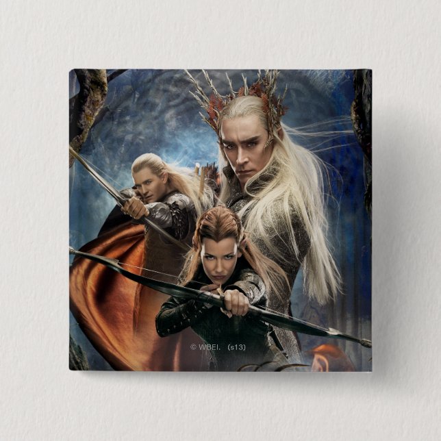 LEGOLAS GREENLEAF™, TAURIEL™, and Thranduil 15 Cm Square Badge (Front)