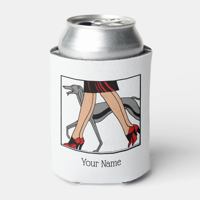 Legs Art Deco Women Greyhound Whippet Dog R Can Cooler (Can Front)