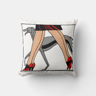 Legs Art Deco Women Greyhound Whippet Dog R Cushion