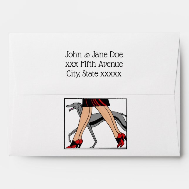 Legs Art Deco Women Greyhound Whippet Dog R Envelope (Back (Top Flap))