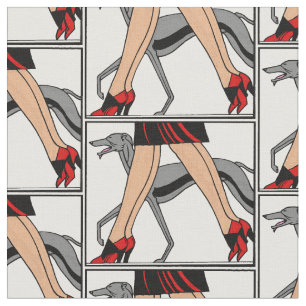 Legs Art Deco Women Greyhound Whippet Dog R Fabric