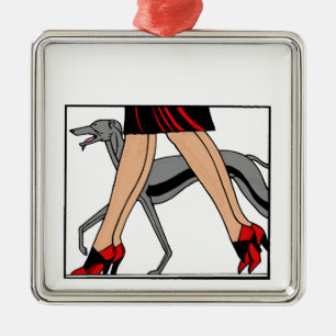 Legs Art Deco Women Greyhound Whippet Dog R Metal Tree Decoration