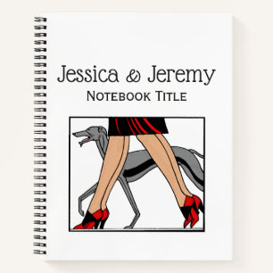 Legs Art Deco Women Greyhound Whippet Dog R Notebook
