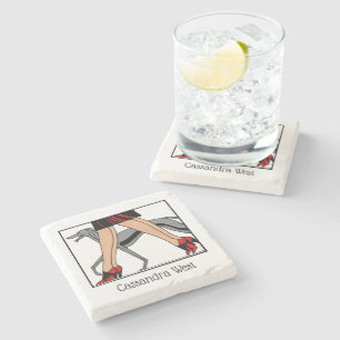 Legs Art Deco Women Greyhound Whippet Dog R Stone Coaster