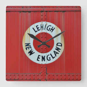 Lehigh & New England Railroad 583 Boxcar Caboose Square Wall Clock