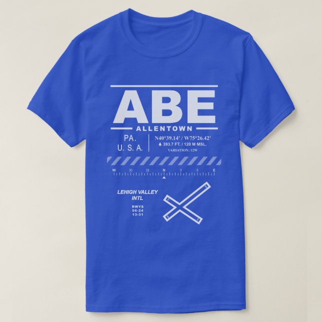 Lehigh Valley International Airport ABE T-Shirt (Design Front)