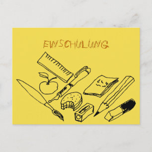 Lehrmittel auf Einladung zur Einschulung Postcard