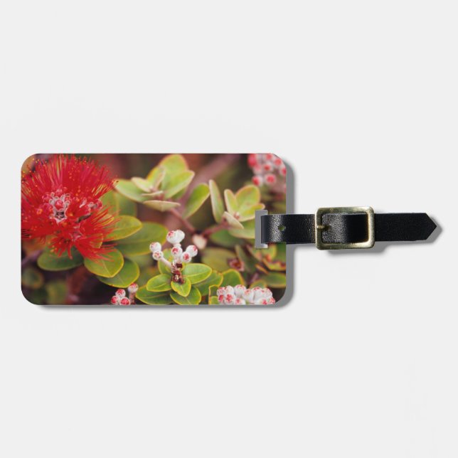 Lehua Blossoms In Hawaii Volcanoes Luggage Tag (Front Horizontal)