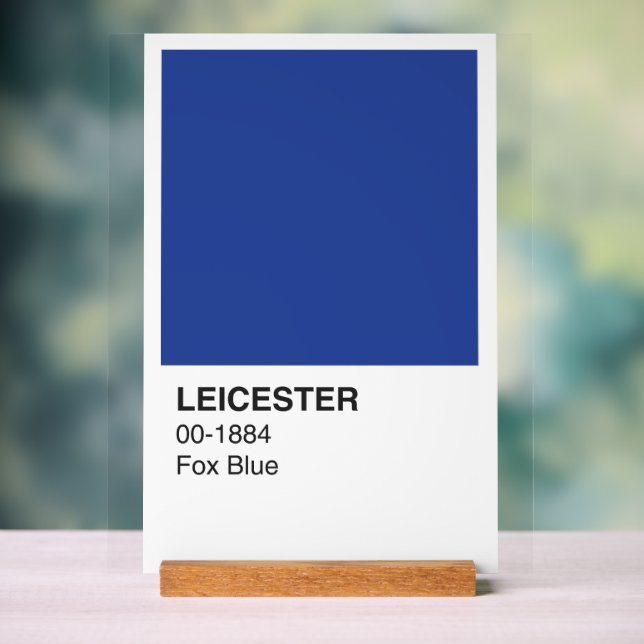 Leicester Fox Blue - White Background Acrylic Sign (Neutral)