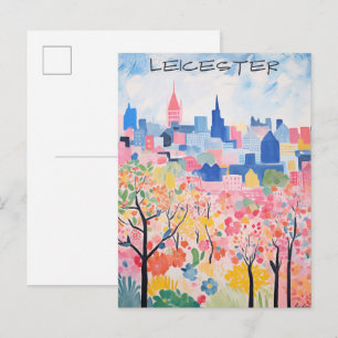 Leicester Travel City Painting Aesthetic Postcard