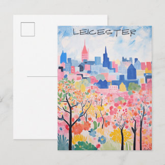 Leicester Travel City Painting Aesthetic Postcard