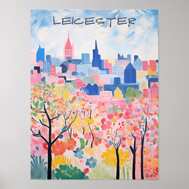 Leicester Travel City Wall Art Painting Aesthetic (Front)
