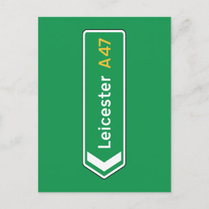 Leicester, UK Road Sign Postcard