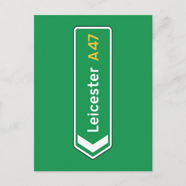 Leicester, UK Road Sign Postcard (Front)