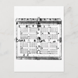 Leiden Botanic Garden (engraving) (b/w photo) Postcard