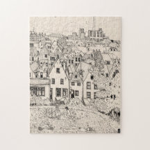 Leiden South Holland Netherlands Pen Ink Drawing