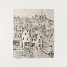 Leiden South Holland Netherlands Pen Ink Drawing