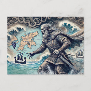Leif Erikson in Pastel Chalk Drawing Postcard