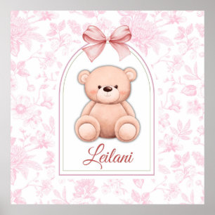 Leilani Custom Pink Teddy Bear Nursery Design Poster