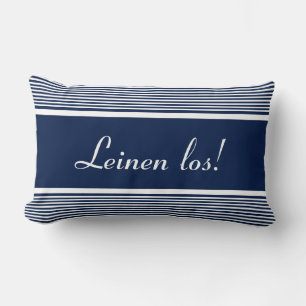 Leinen los - Segelkommando, blau & weiß gestreift Lumbar Cushion