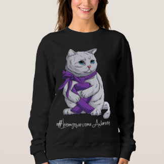 Leiomyosarcoma Awareness Month Purple Ribbon Cat Sweatshirt