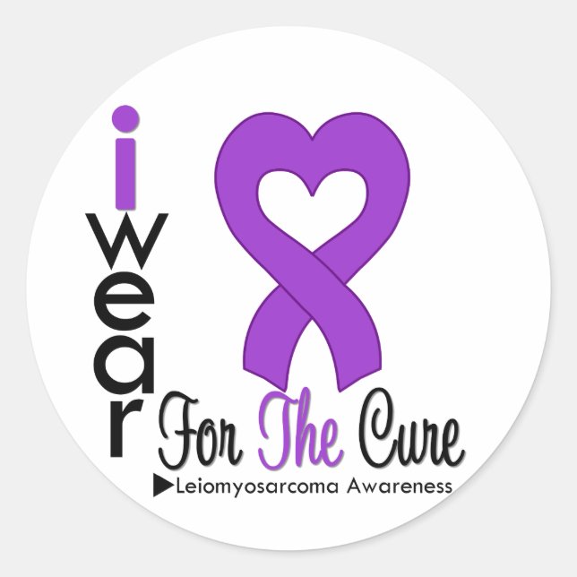 Leiomyosarcoma I Wear Purple Ribbon For The Cure Classic Round Sticker (Front)