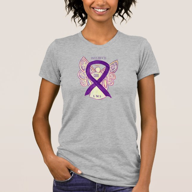 Leiomyosarcoma (LMS) Awareness Ribbon Angel Shirt (Front)