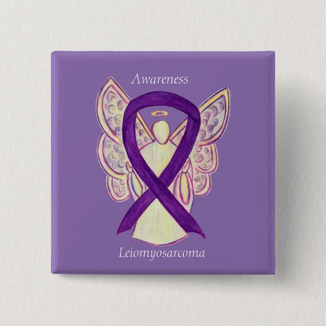 Leiomyosarcoma Purple Awarness Ribbon Angel Pin (Front)