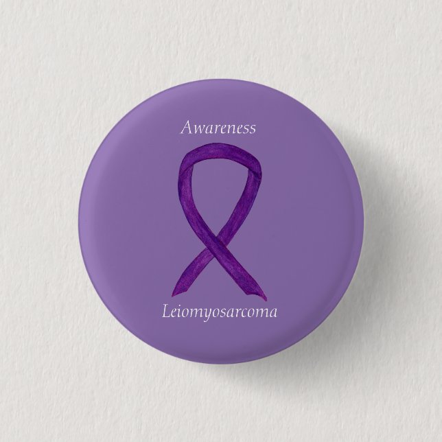 Leiomyosarcoma Purple Awarness Ribbon Custom Pin (Front)