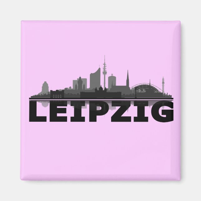 Leipzig City Skyline - refrigerator magnet / magne (Front)