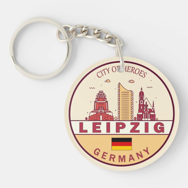 Leipzig Germany City Skyline Emblem Key Ring (Front)